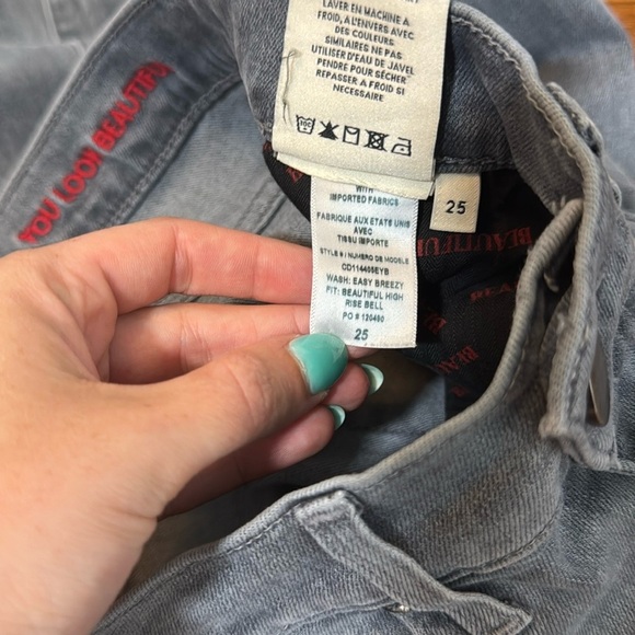 Alice + Olivia Beautiful High Rise Bell Jeans Easy Breezy Size 25 Damaged - Picture 7 of 11